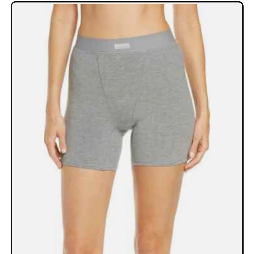 Skims Cotton Ribbed Knit Boxer Short Small Grey Sleepwear Shapewear Lounge Luxe